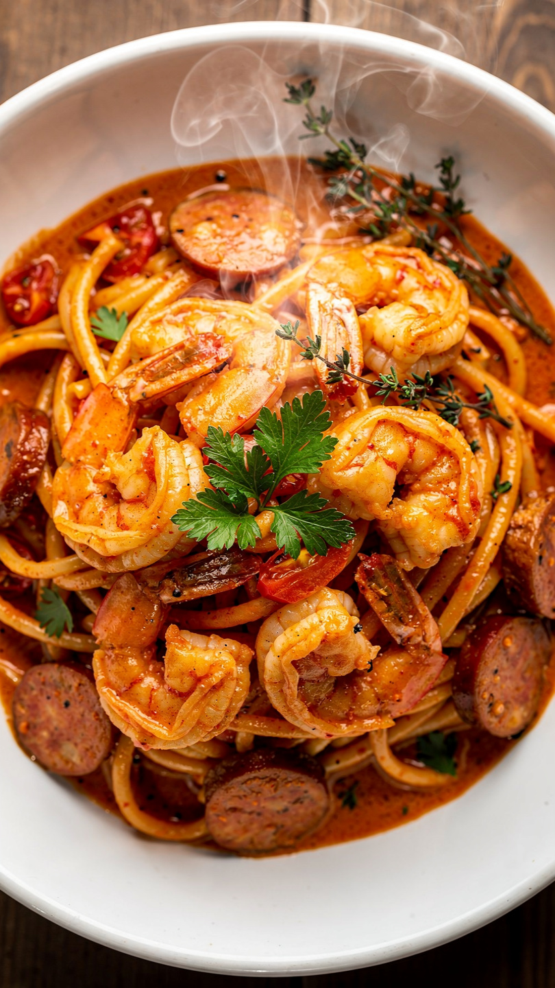 Creamy Cajun Shrimp Pasta with Sausage